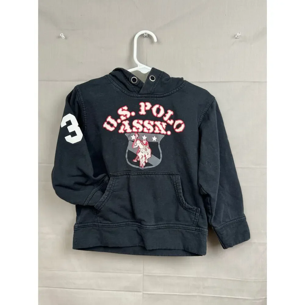 Vintage/Y2K U.S. Polo Assn. Toddler Boy Black Pullover Crest Hoodie, Size 3T
